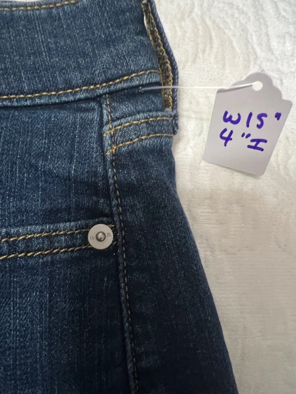 Banana Republic 4” Blue Denim Shorts with Gold Stitching size 4